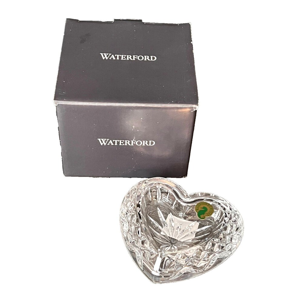 WATERFORD Crystal Giftology Heart Box Trinket Jewelry Dish w/Lid NIB Love Gift